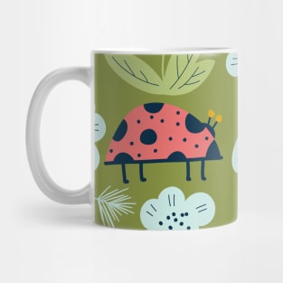 Scandinavian Spring Flowers with Ladybugs Mug